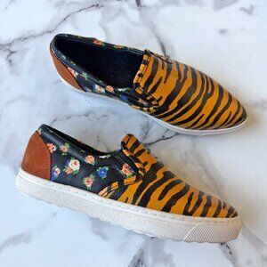 Coach C103 Tiger Floral Leather Slip On Sneakers Size 6
